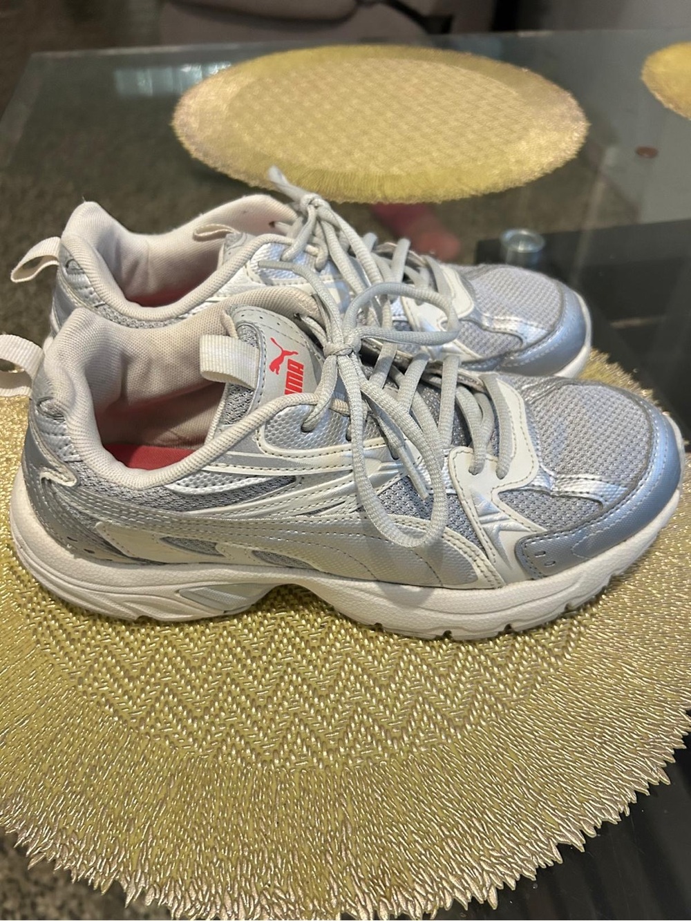 Puma Silver Mesh and Metallic Accent Women’s Sneakers